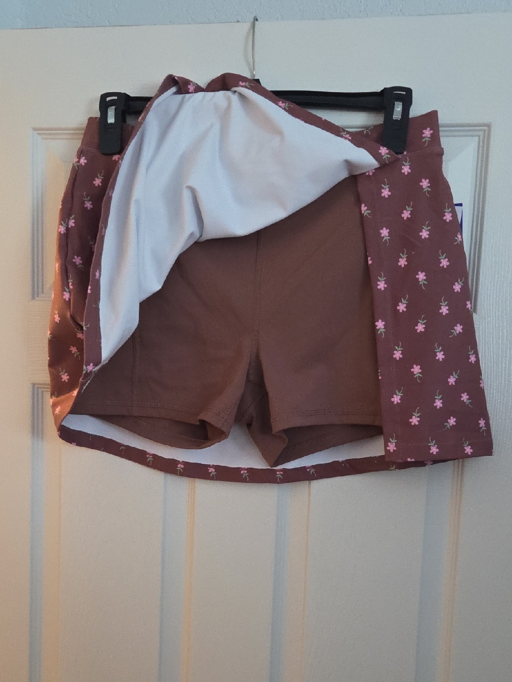 JoyLab Brown Floral Skirt with Pink Flowers - Picture 2 of 4
